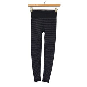 Athleta 242843‎ Black & Silver Shimmer Stripe Tight Leggings Women's Size XS